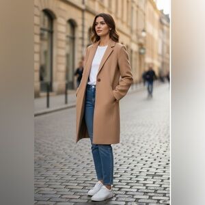 Michael Kors Tan Single Button Wool Blend Coat